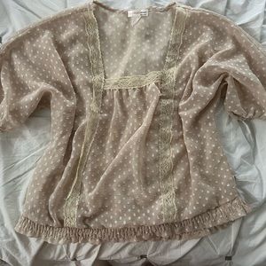 beige see through with lace blouse